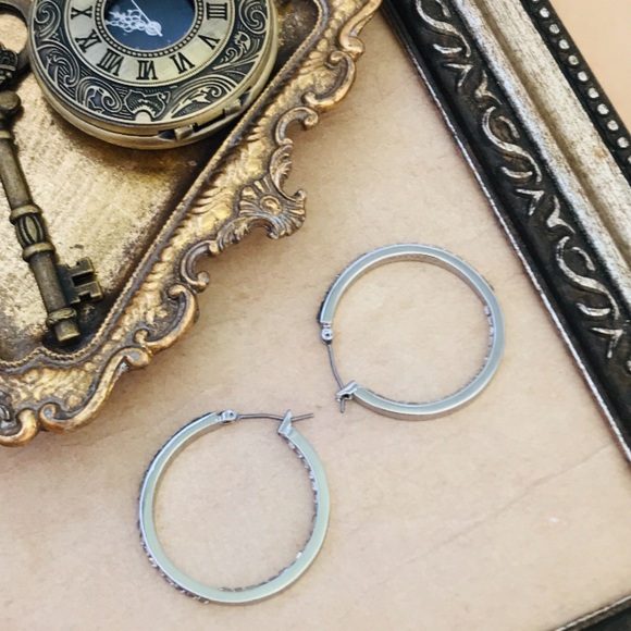 MICHAEL KORS • Silver Inside Out Hoop Earrings - Picture 7 of 7